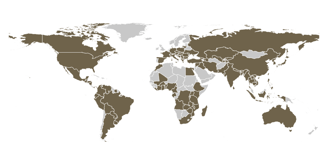 Soy plantation on the world map