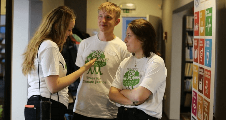 Ambassadors talking together during workshop by Plant-for-the-Planet.