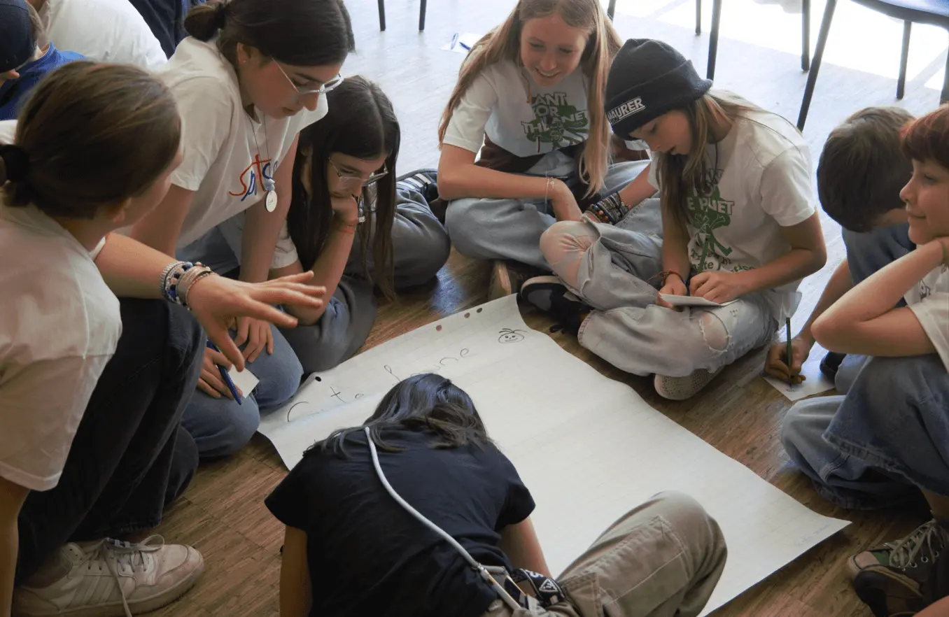 Ambassadors collaborating on group activity during kiko by Plant-for-the-Planet.