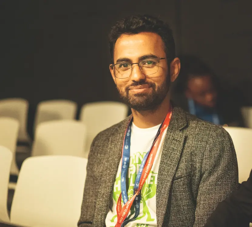 Sagar at a conference by Plant-for-the-Planet