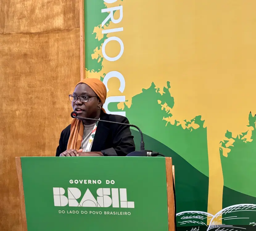 Fatou Jeng Giving a speech in Brazil event by Plant-for-the-Planet