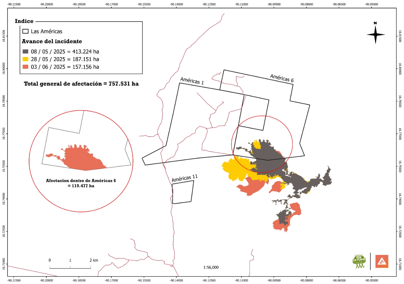Forest fire map Las Americas 6 and 1 by Plant-for-the-Planet
