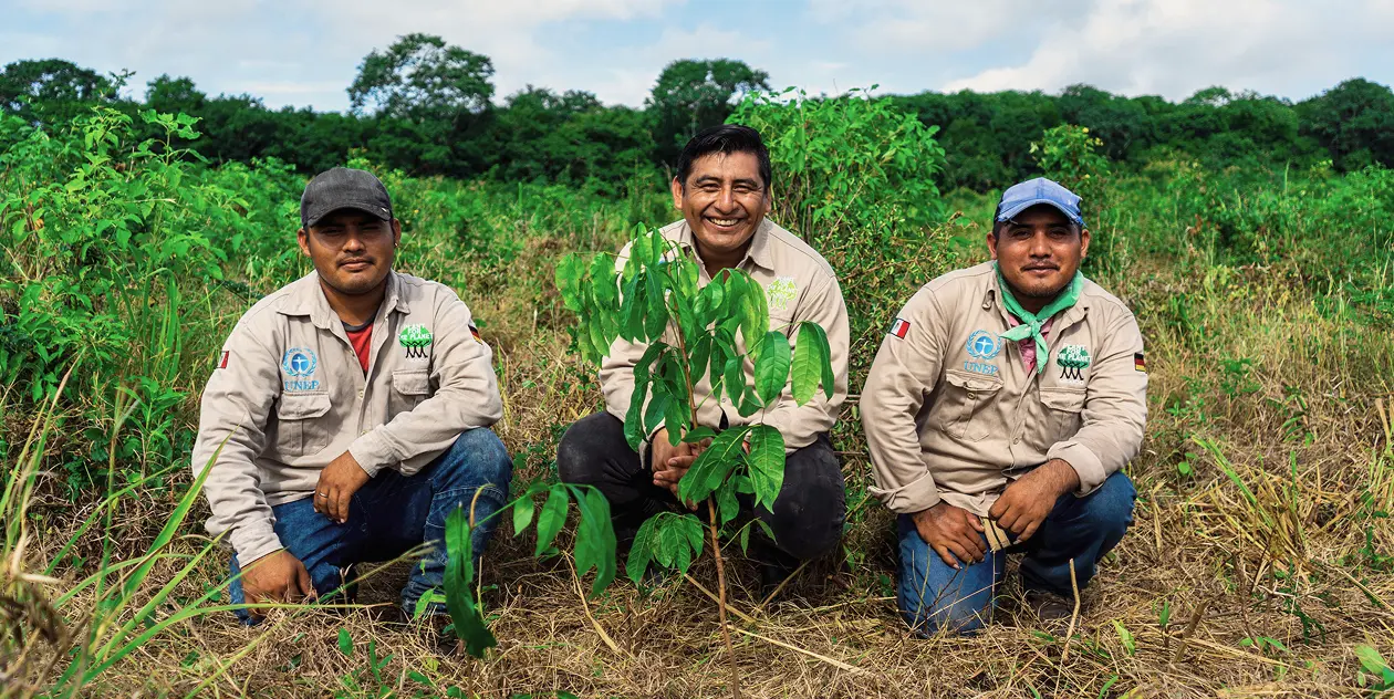 Restoration helper planting treee together by Plant-for-the-Planet